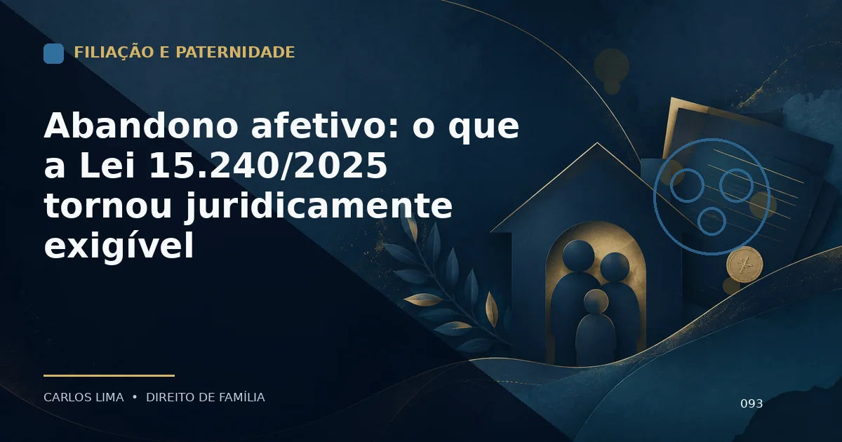 Abandono afetivo: o que a Lei 15.240/2025 tornou juridicamente exigível